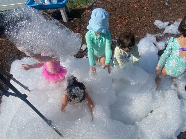 Bubble foam party in the outdoor play yard